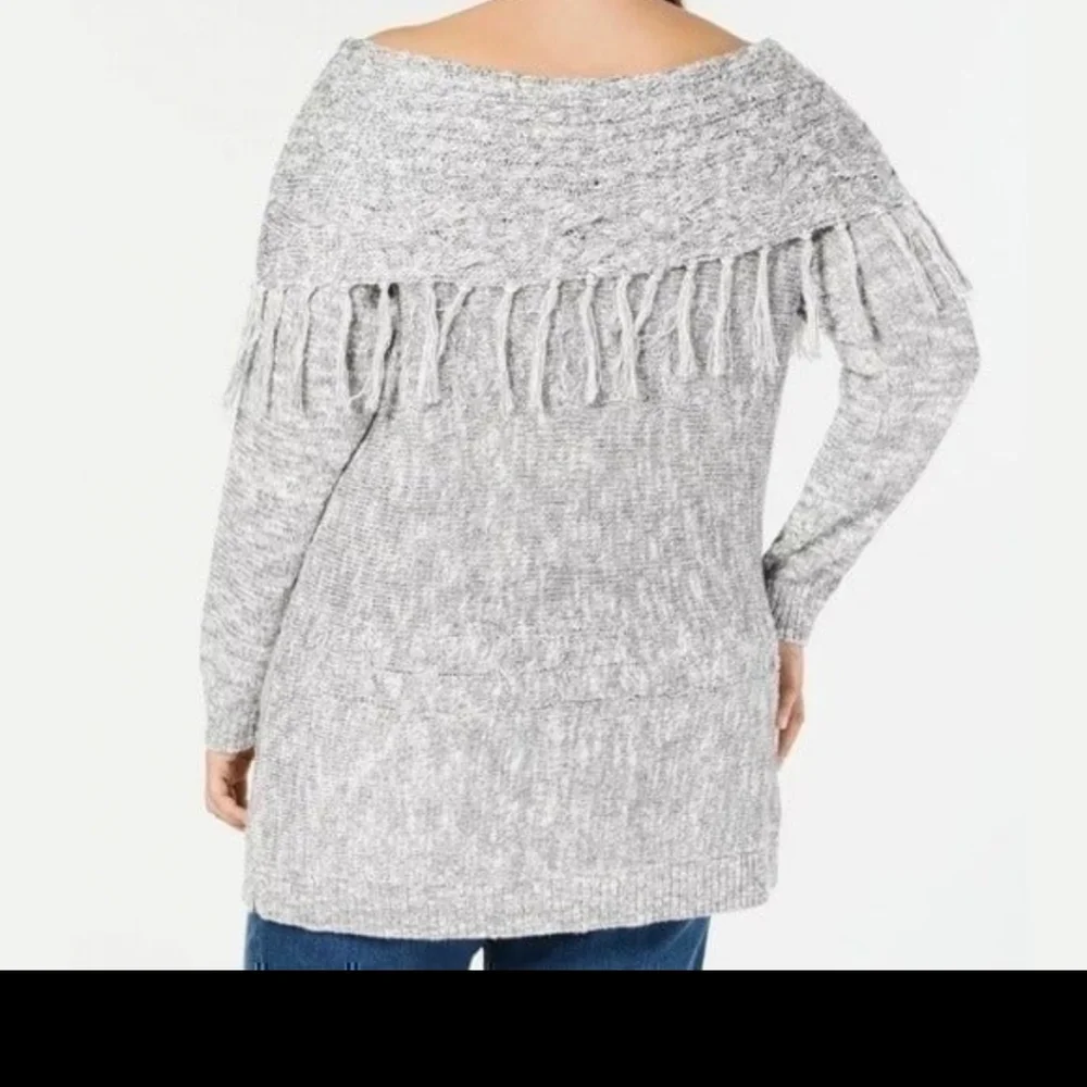 INC Fringe Cowl Neck Knit sweater 1X $99 - Picture 2 of 4